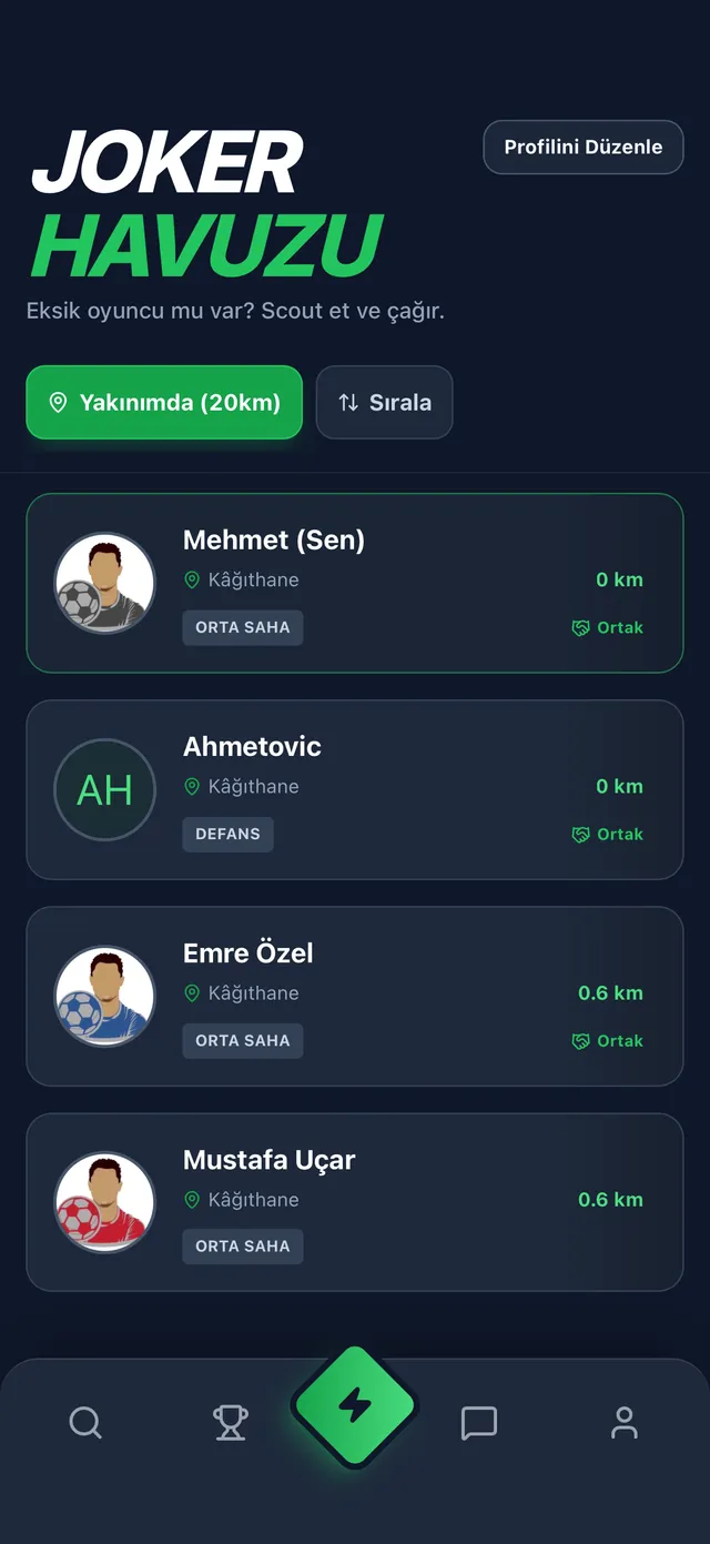 Dimli joker havuzu ekranı