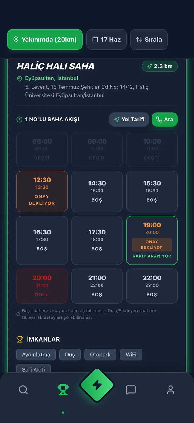 Dimli rezervasyon ekranı