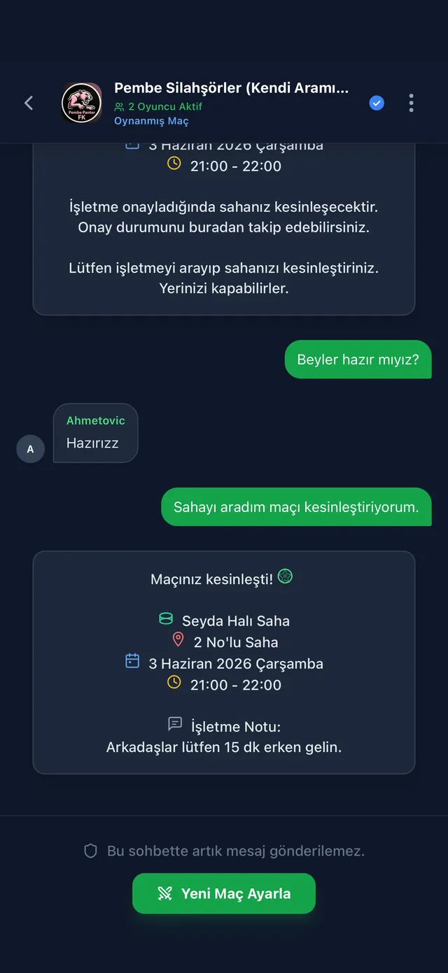 Dimli takım sohbeti ekranı